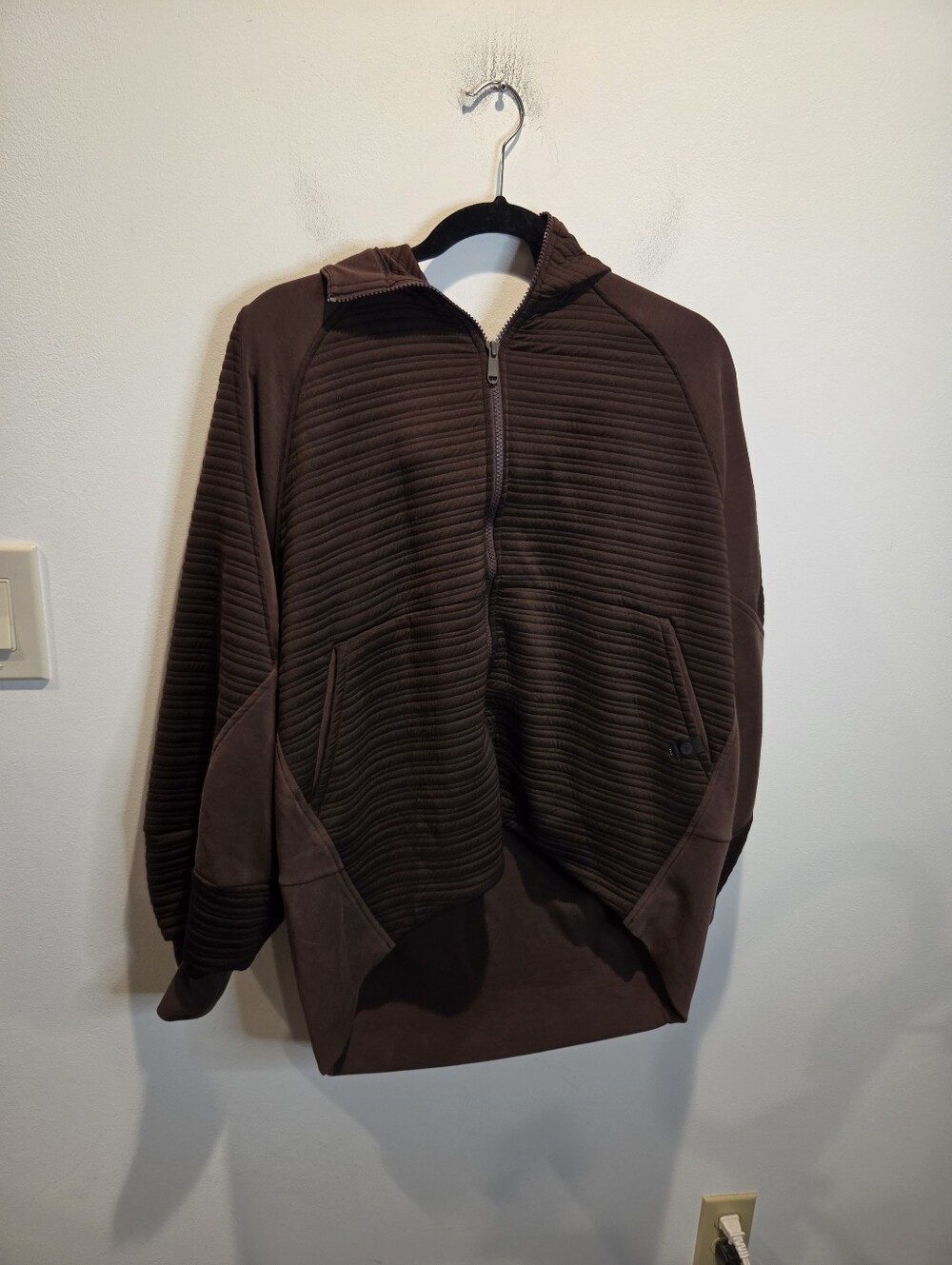Prana Size L Send Off  Brown Jacket Quilted Ribbed Full Zip Pockets Gorpcore